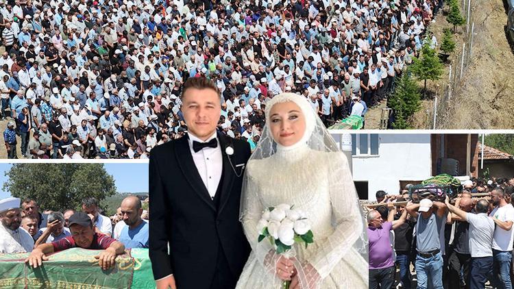 Düğün gecesi hayatını kaybeden gelin ve damat son yolculuğuna uğurlandı: Cenazede yürek yakan anlar