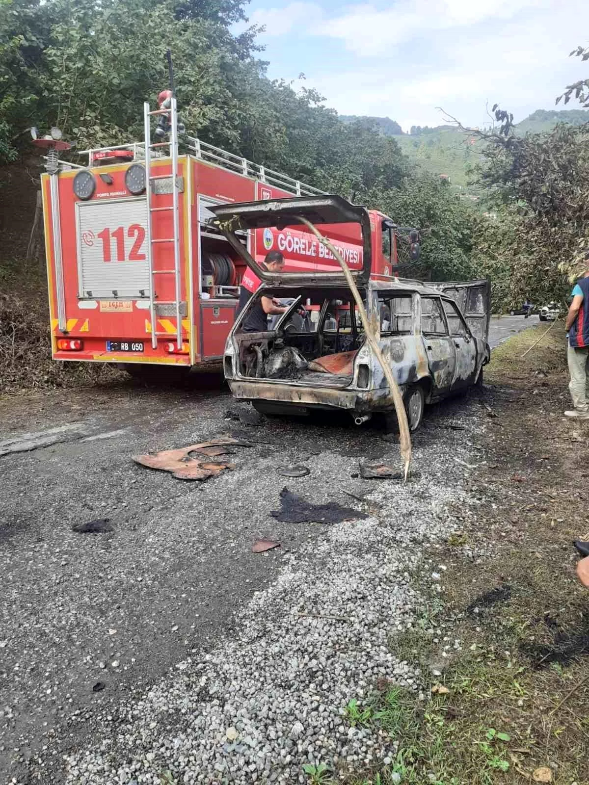 Giresun'da Tofaş Marka Otomobil Alev Aldı