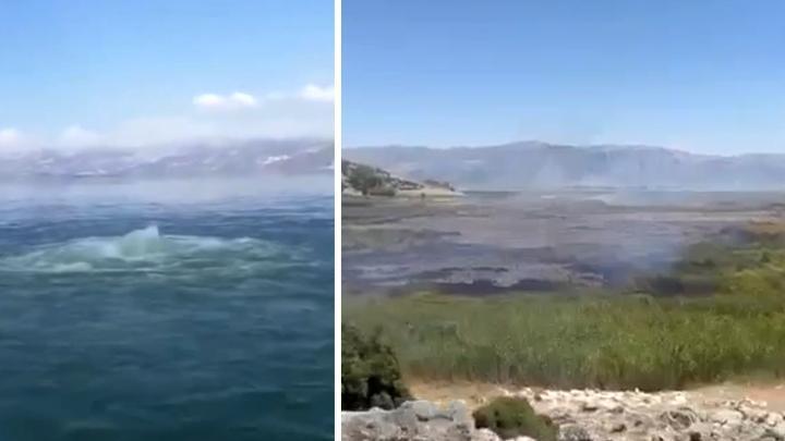 Isparta'da Eğirdir Gölü'nde metan gazı dumanı görüntülendi