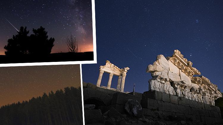 Perseid meteor yağmurunda hayran bırakan fotoğraflar: Bergama, Meke Krater Gölü, Kibyra Antik Kenti...