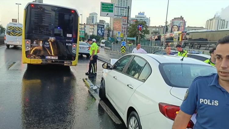 Şişli'de otomobil, İETT otobüsüne çarptı: Yaralılar var