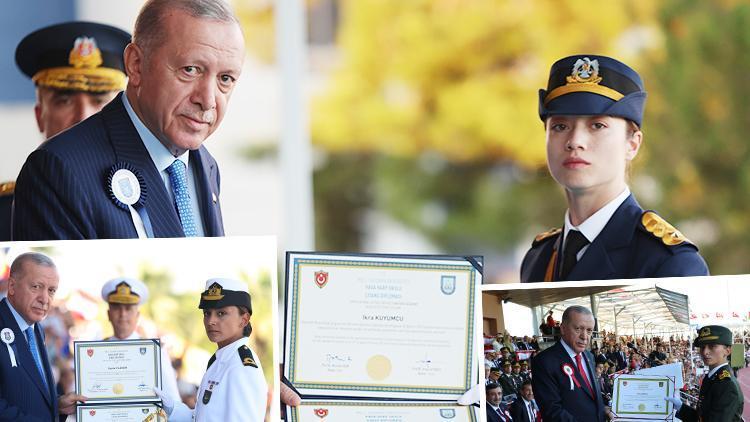 TSK'da bir ilk: Üçü de kadın teğmen... Diplomalarını Cumhurbaşkanı Erdoğan verdi