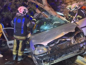 Otomobil ağaca çarptı: 2 ölü, 1 yaralı
